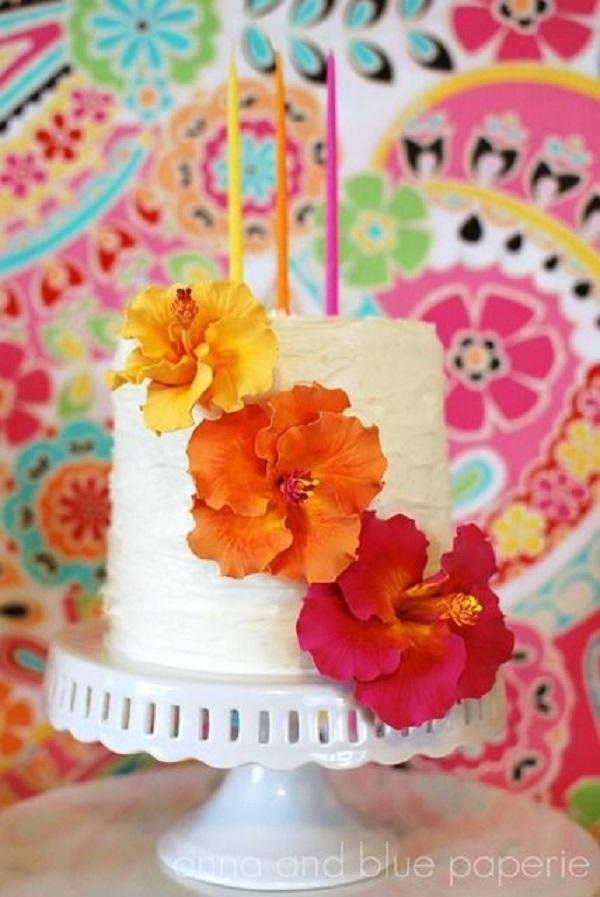 Sommer bursdagsfest for jenter_Floral kake