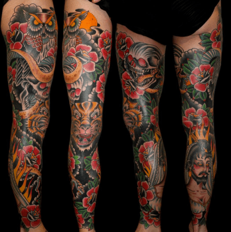 Myke Chambers Leg Tattoos