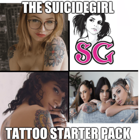 Kanskje den mest kjente grenen av alternativ modellering, SuicideGirls og tatoveringsindustrien går hånd i hånd. Siden 2001 har vakre tatoverte kvinner utelukket alt for SG, og noen av våre favoritt Inked Girls har fått sin start på siden.