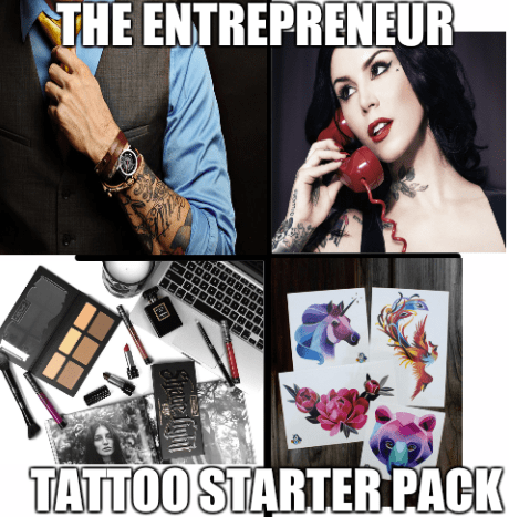 A vállalkozók kibővítették márkájukat a tetoválás területén, és igazi üzleti mogulok lettek. Nevezetes vállalkozók közé tartozik Kat Von D és Sasha Unisex, akik tetovált hírességüket kamatozták, hogy olyan termékeket hozzanak létre, amelyek a világ minden tájáról elérhetők a fogyasztók számára.