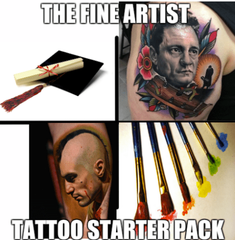 Igen, a képzőművész. Mind a tetoválóiparban, mind a művészeti világban jól ismertek, mert nem félnek több médium elsajátításától. Sok esetben művészeti iskolai végzettséggel rendelkeznek, és rendkívül jól ismerik azokat a nagy festőket, akik ma utat nyitottak a tetoválóknak.
