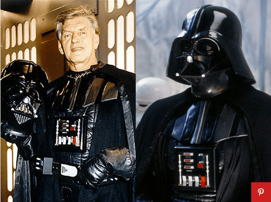 Foto via Pinterest Vi kjenner alle stemmen til Darth Vader (1977-83) er James Earl Jones, men huden og beinene under den svarte drakten var kroppsbyggeren David Prowse