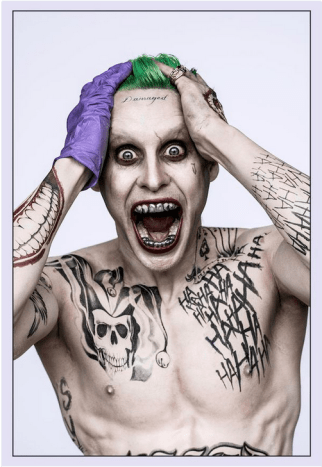 Az öngyilkos osztag Jokere (Jared Leto) tetoválással borítva.