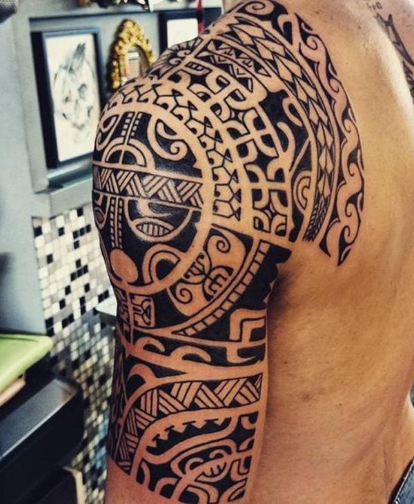 Marquesan fél ujjú tetoválás tervezés férfiaknak