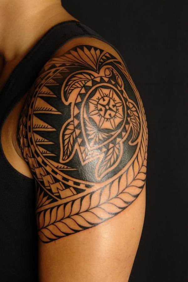 Shoulder Tribal Turtle Tattoo for menn