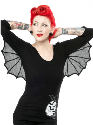 ניתן להשיג ב- INKEDSHOP.COM: חולצת טוניקה עם כיפה עטלף מבית Kreepsville 666