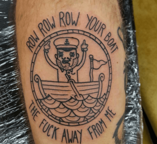 morsom ro båten din bort tatovering