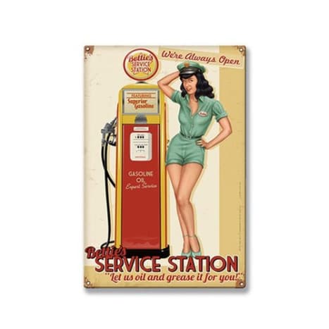 8 Bettie Page ™ Service Station Metal Sign by Retro-A-Go-Go!
