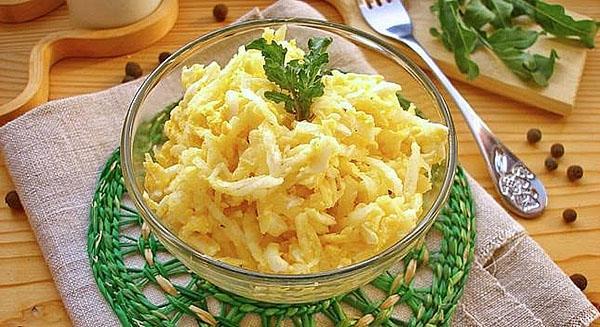 daikon, salata od sira i jaja