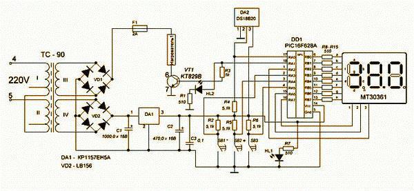 Een circuit gemaakt op een PIC-controller - een programmeerbare microcircuit