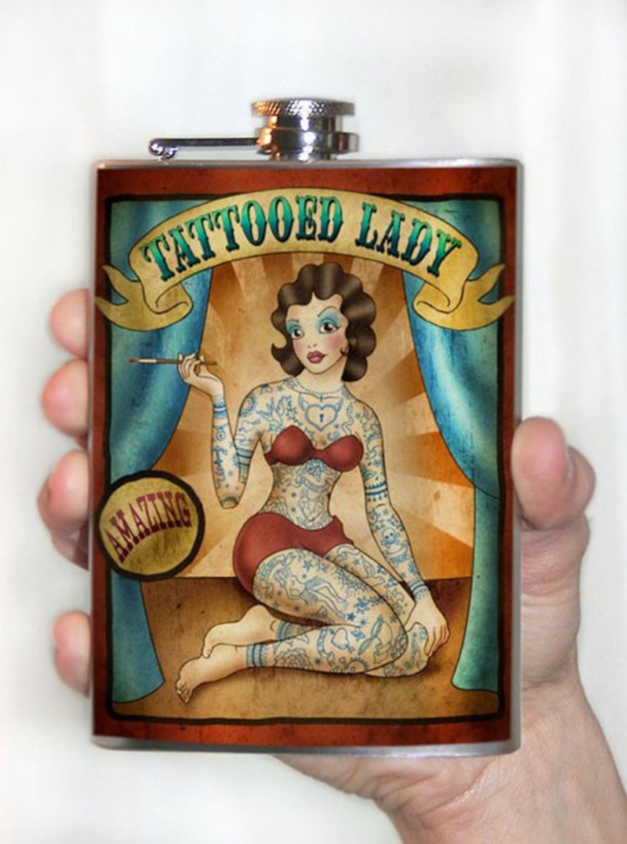 17-Flask-8oz. -Tetovált-Lady-Stainless Steel-by-Trixie-and-Milo